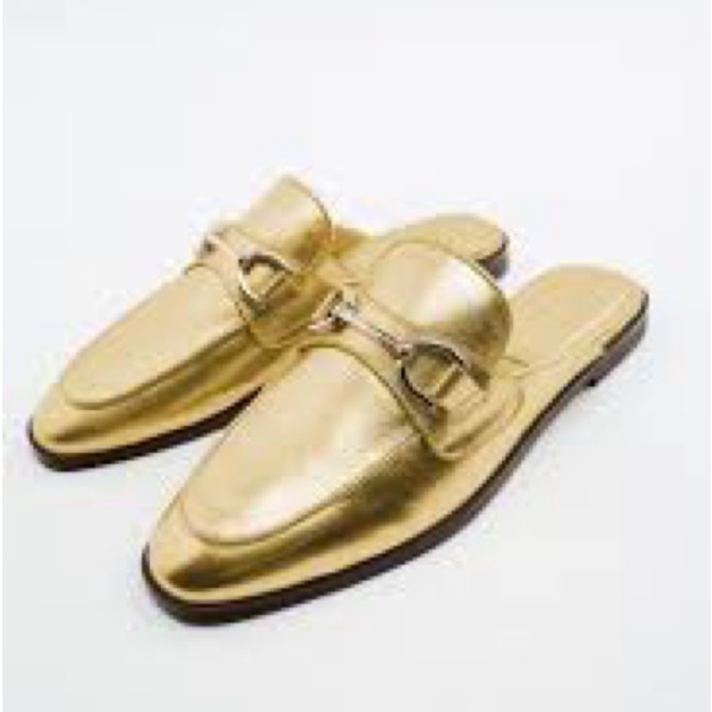 Zara Metallic Gold Women's Mules 36